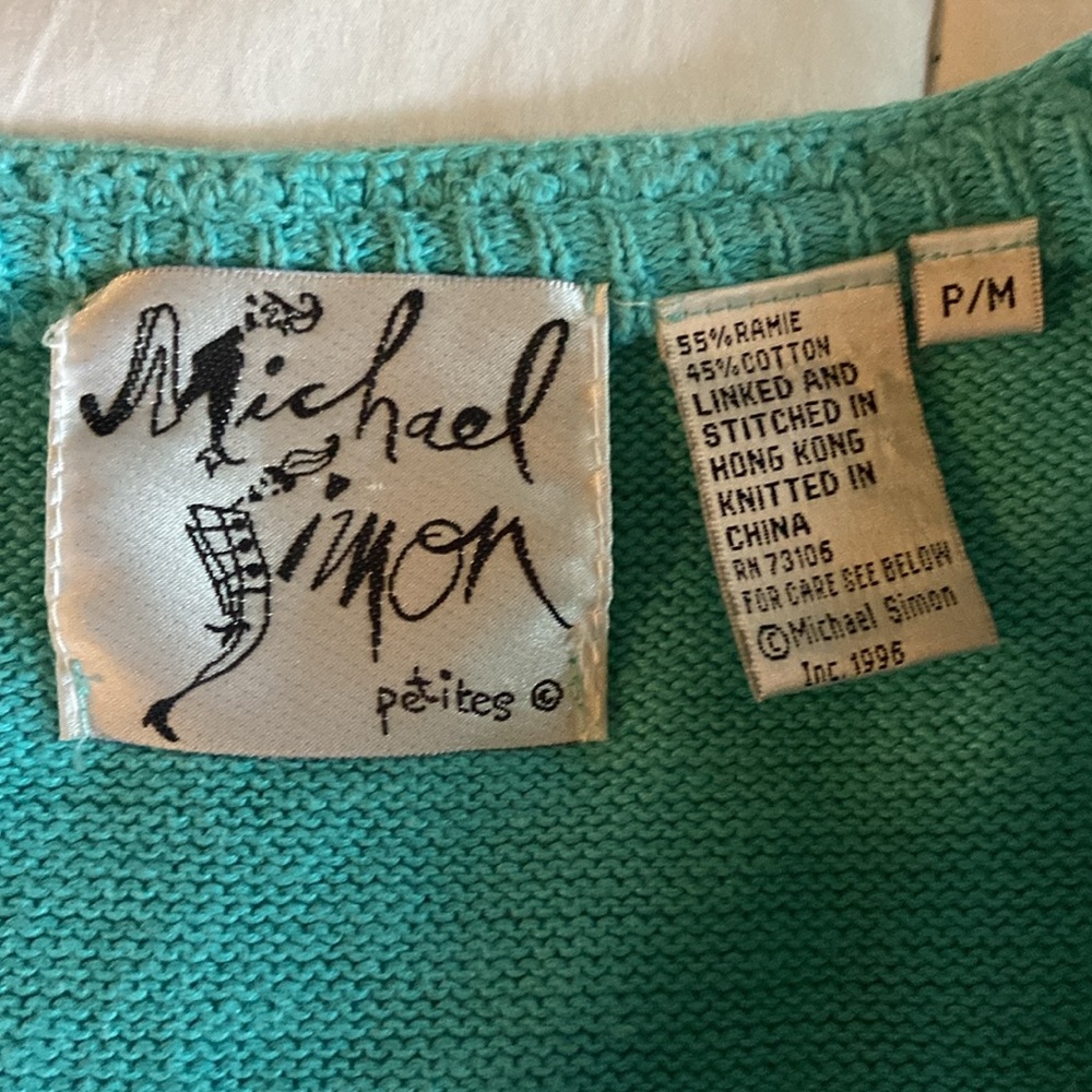 VINTAGE MICHAEL SIMON CROPPED FISH SWEATER SIZE P/M RARE FIND - Picture 5 of 9